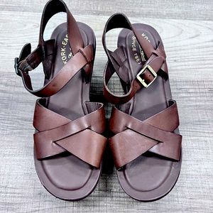 Kork-Ease |  Brown leather platform sandals